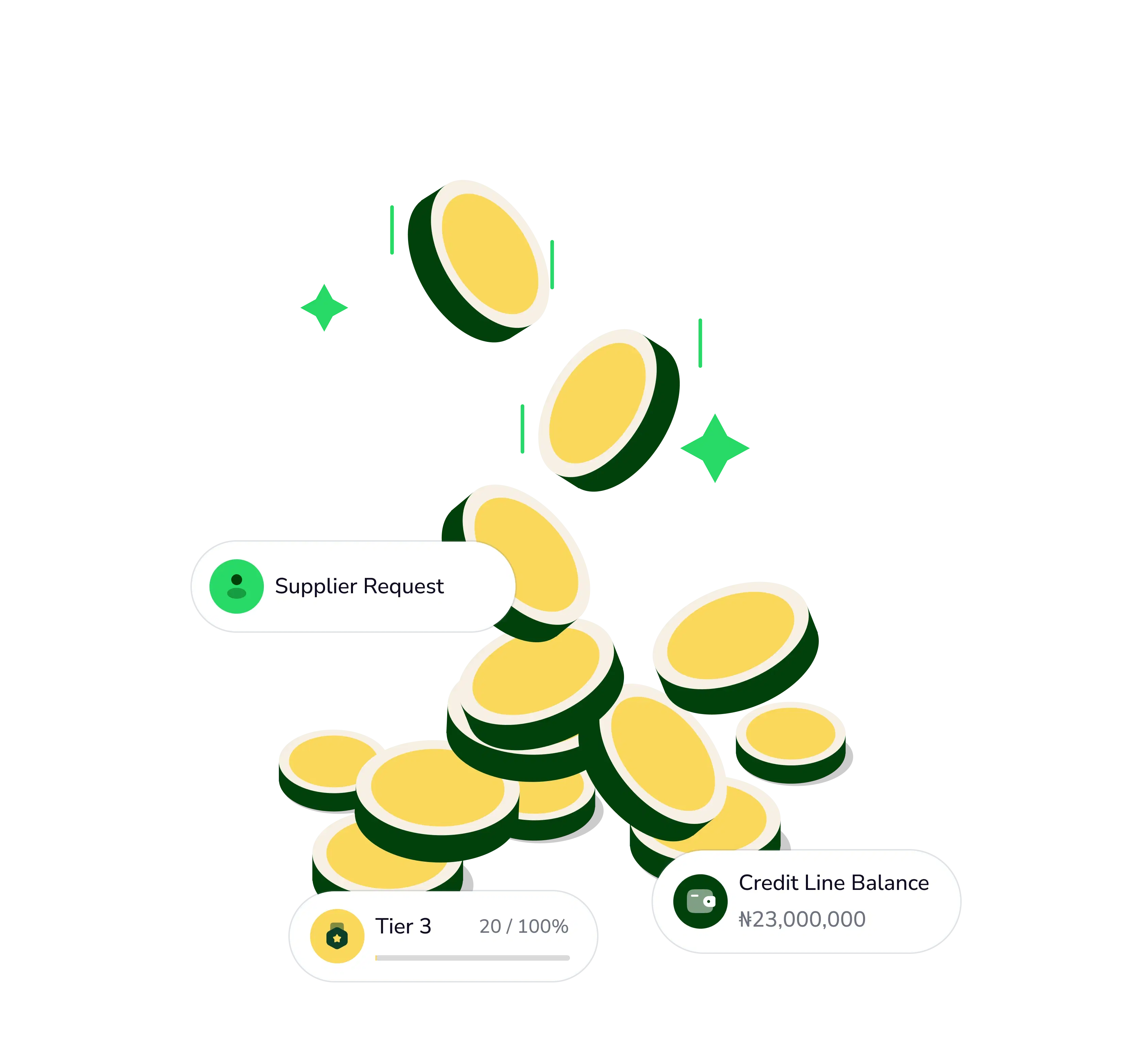 Coin stack and lending flow illustration